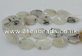 CNG5376 20*30mm - 35*45mm faceted freeform black rutilated quartz beads