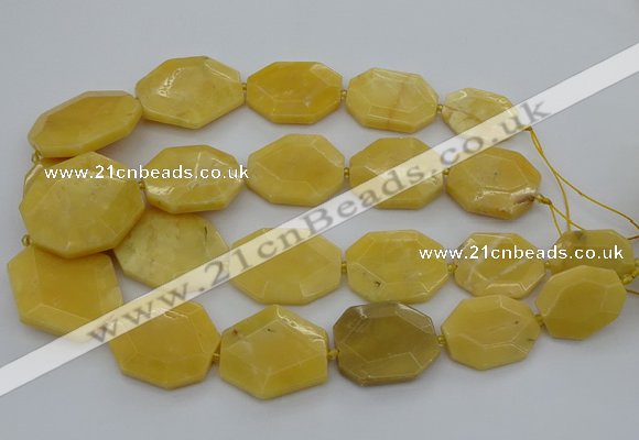 CNG5405 15.5 inches 20*30mm - 35*45mm faceted freeform yellow jade beads