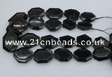 CNG5407 20*30mm - 35*45mm faceted freeform black tourmaline beads