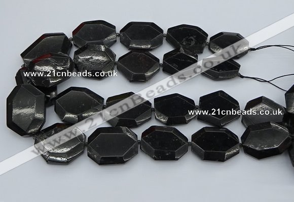 CNG5407 20*30mm - 35*45mm faceted freeform black tourmaline beads