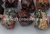 CNG5415 12*16mm - 15*20mm faceted nuggets red snowflake obsidian beads