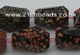 CNG5416 12*16mm - 15*25mm faceted nuggets red snowflake obsidian beads