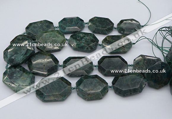 CNG5419 20*30mm - 35*45mm faceted freeform green apatite beads