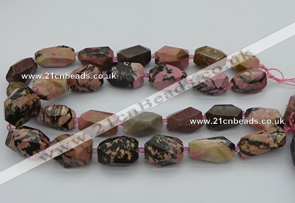 CNG5421 15.5 inches 12*16mm - 15*25mm faceted nuggets rhodonite beads