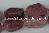 CNG5442 12*16mm - 15*25mm faceted nuggets strawberry quartz beads