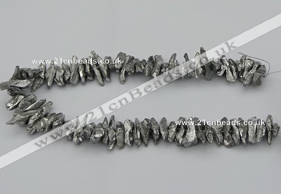 CNG5461 15.5 inches 6*10mm - 8*20mm nuggets plated quartz beads