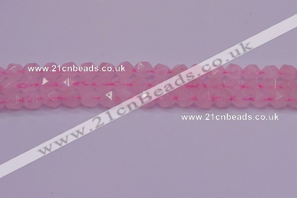 CNG5483 15.5 inches 10mm faceted nuggets rose quartz beads