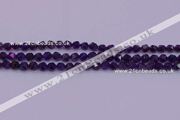 CNG5491 15.5 inches 6mm faceted nuggets amethyst gemstone beads