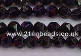 CNG5501 15.5 inches 6mm faceted nuggets black agate beads