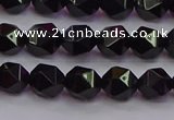 CNG5502 15.5 inches 8mm faceted nuggets black agate beads