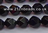 CNG5503 15.5 inches 10mm faceted nuggets black agate beads