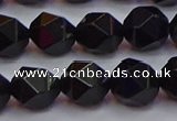 CNG5504 15.5 inches 12mm faceted nuggets black agate beads