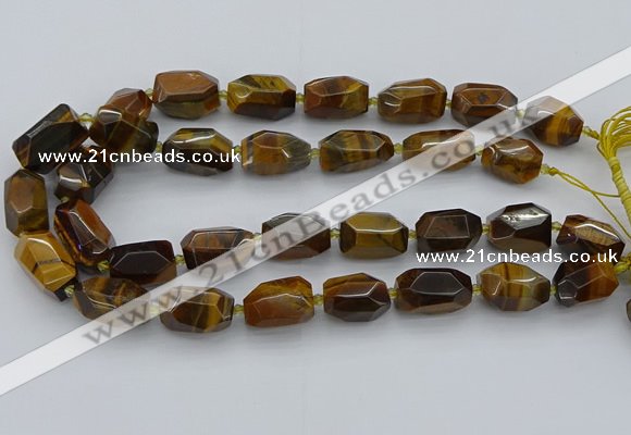 CNG5512 12*16mm - 15*25mm faceted nuggets yellow tiger eye beads