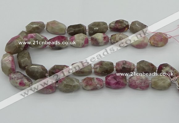 CNG5523 12*16mm - 15*25mm faceted nuggets pink tourmaline beads