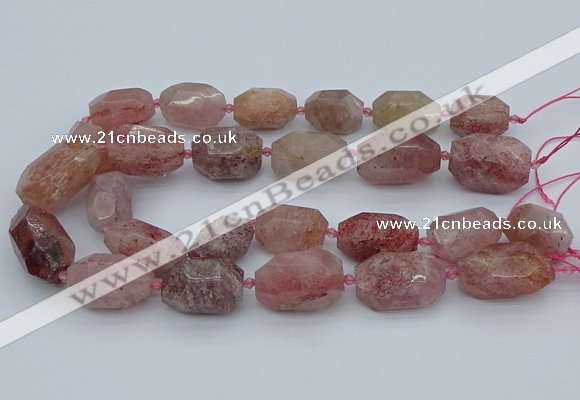 CNG5552 15*20mm - 18*28mm faceted nuggets strawberry quartz beads