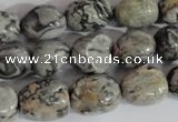 CNG557 15.5 inches 10*14mm nuggets grey picture jasper beads