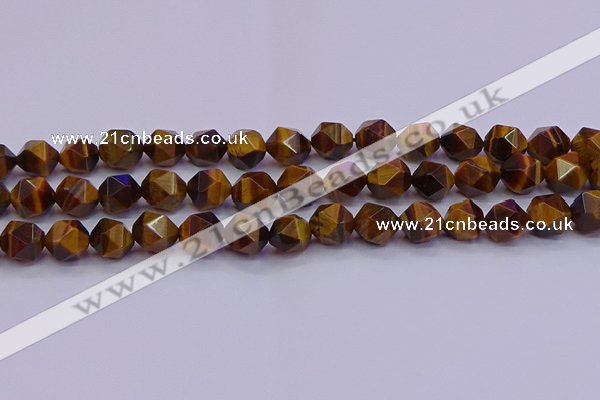 CNG5578 15.5 inches 10mm faceted nuggets yellow tiger eye beads