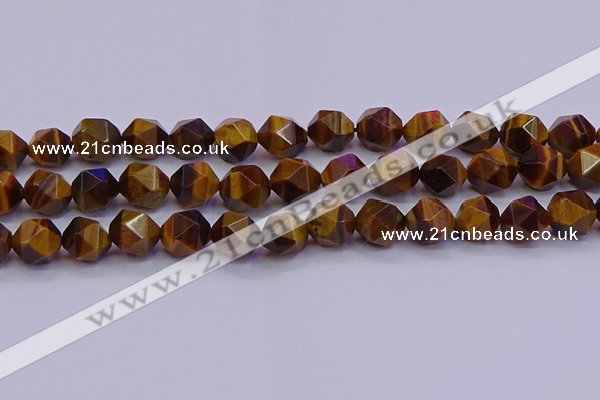 CNG5579 15.5 inches 12mm faceted nuggets yellow tiger eye beads