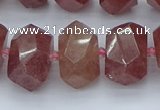 CNG5584 12*16mm - 15*20mm faceted nuggets strawberry quartz beads