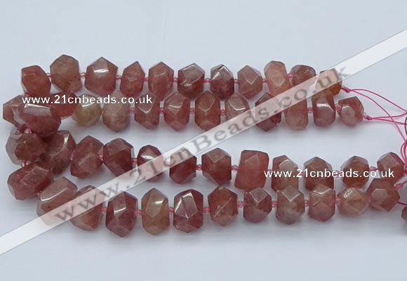 CNG5584 12*16mm - 15*20mm faceted nuggets strawberry quartz beads