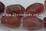 CNG5585 12*16mm - 15*25mm faceted nuggets strawberry quartz beads