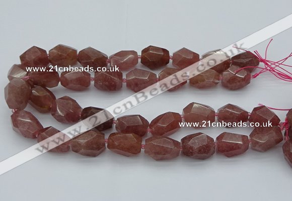 CNG5585 12*16mm - 15*25mm faceted nuggets strawberry quartz beads