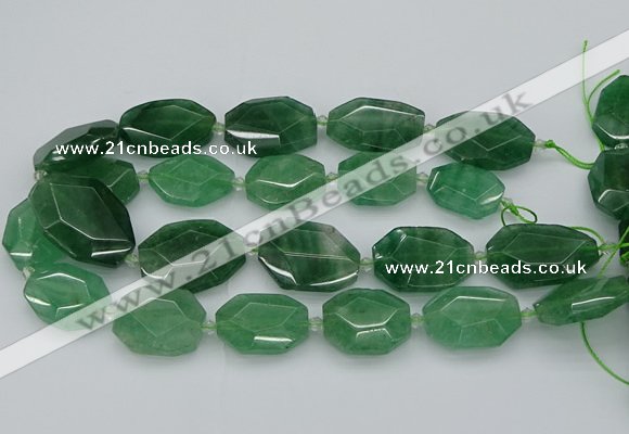 CNG5595 20*25mm - 25*35mm faceted freeform green strawberry quartz beads