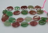 CNG5596 20*25mm - 25*35mm faceted freeform mixed strawberry quartz beads