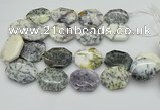 CNG5598 20*30mm - 35*45mm faceted freeform white opal gemstone beads