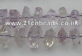 CNG5600 15.5 inches 6*16mm - 8*18mm faceted nuggets amethyst beads