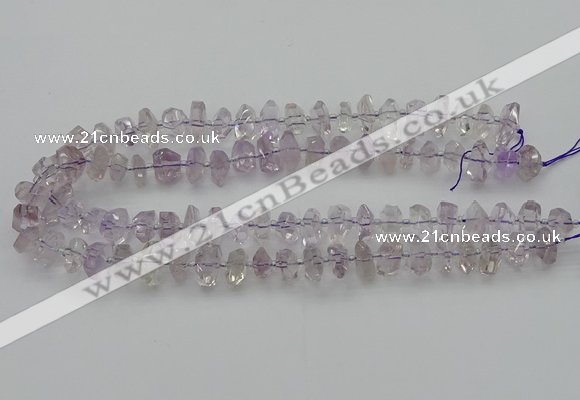 CNG5600 15.5 inches 6*16mm - 8*18mm faceted nuggets amethyst beads