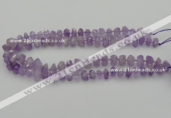 CNG5601 6*16mm - 8*18mm faceted nuggets lavender amethyst beads