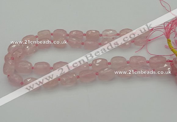 CNG5608 15.5 inches 10*14mm - 13*18mm faceted nuggets rose quartz beads