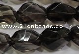 CNG562 15.5 inches 15*20mm faceted nuggets smoky quartz beads