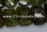 CNG5624 15.5 inches 15*20mm - 18*25mm faceted freeform green garnet beads