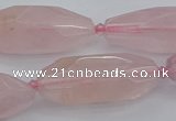 CNG5631 15.5 inches 15*35mm - 18*40mm faceted rice rose quartz beads