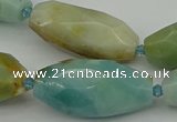 CNG5641 15.5 inches 15*35mm - 18*40mm faceted rice amazonite beads