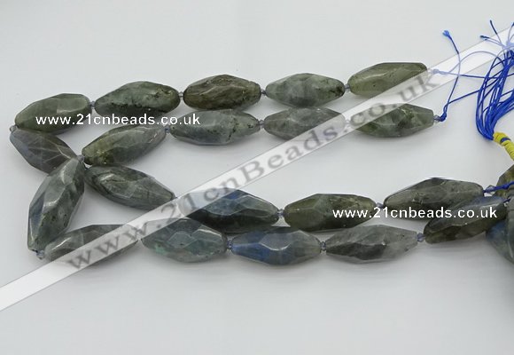 CNG5643 15.5 inches 15*35mm - 18*40mm faceted rice labradorite beads