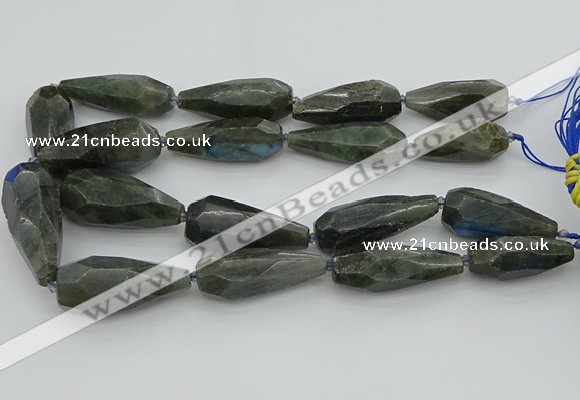 CNG5644 15.5 inches 15*35mm - 18*45mm faceted teardrop labradorite beads