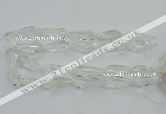 CNG5646 15*35mm - 18*45mm faceted teardrop white crystal beads