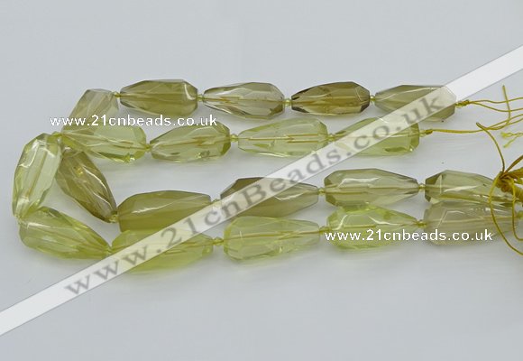 CNG5648 15*35mm - 18*45mm faceted teardrop lemon quartz beads