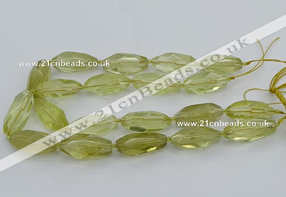 CNG5649 15.5 inches 15*35mm - 18*40mm faceted rice lemon quartz beads