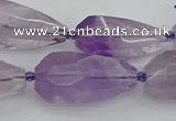 CNG5650 15.5 inches 15*35mm - 18*45mm faceted teardrop amethyst beads