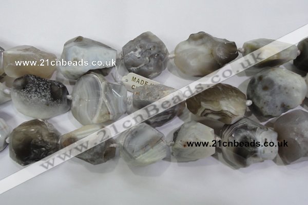 CNG566 28*30mm - 30*40mm faceted nuggets botswana agate beads