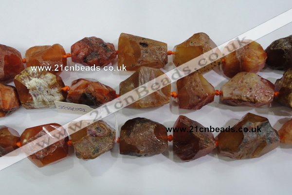 CNG567 18*25mm - 25*35mm faceted nuggets red agate beads