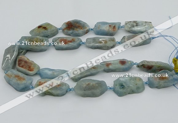 CNG5672 15.5 inches 15*35mm - 20*40mm freeform aquamarine beads