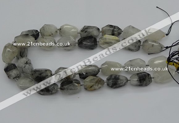 CNG5695 12*16mm - 15*25mm faceted nuggets black rutilated quartz beads