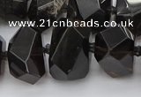 CNG5734 12*16mm - 15*20mm faceted nuggets ice black obsidian beads