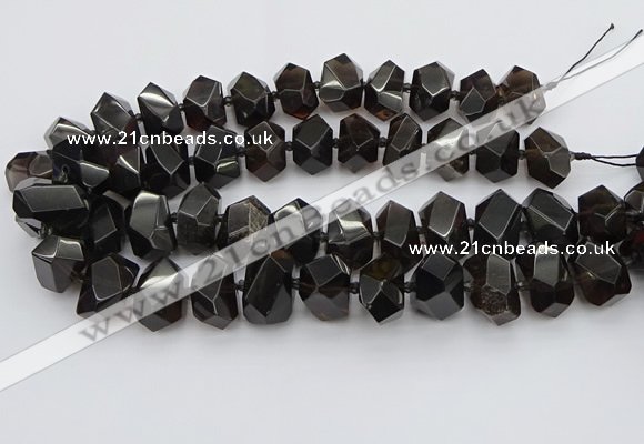 CNG5734 12*16mm - 15*20mm faceted nuggets ice black obsidian beads