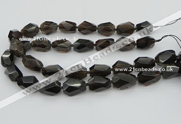 CNG5735 12*16mm - 15*25mm faceted nuggets ice black obsidian beads